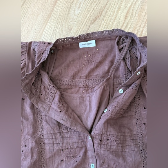 Saint Helena Rose Mini Dress Rose Clay Brown Eyelet 100% Cotton Size Small - Picture 12 of 13